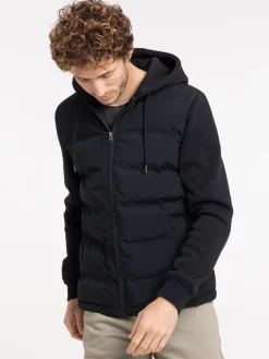 Doudoune noire bi-matière homme