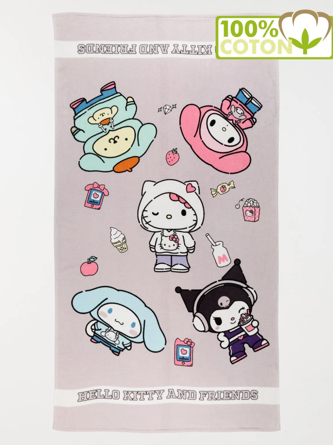 Drap de plage 90 x 170 cm Kuromi
