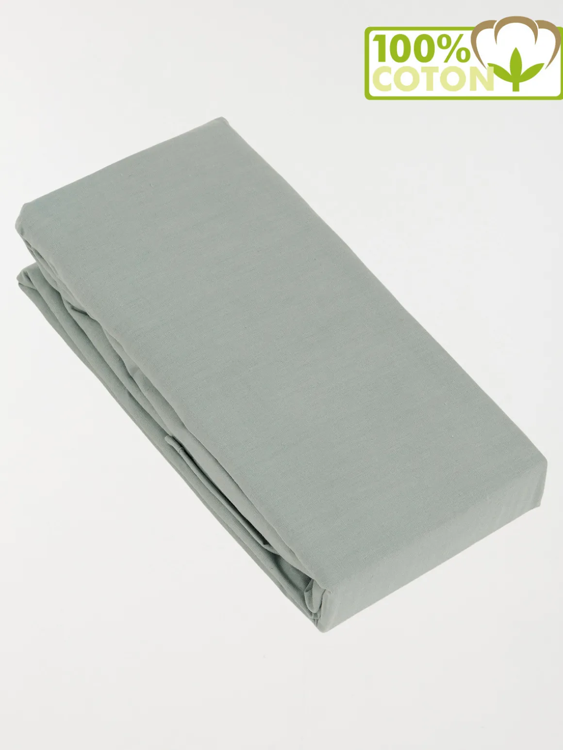 Drap housse 140 x 190 cm sauge