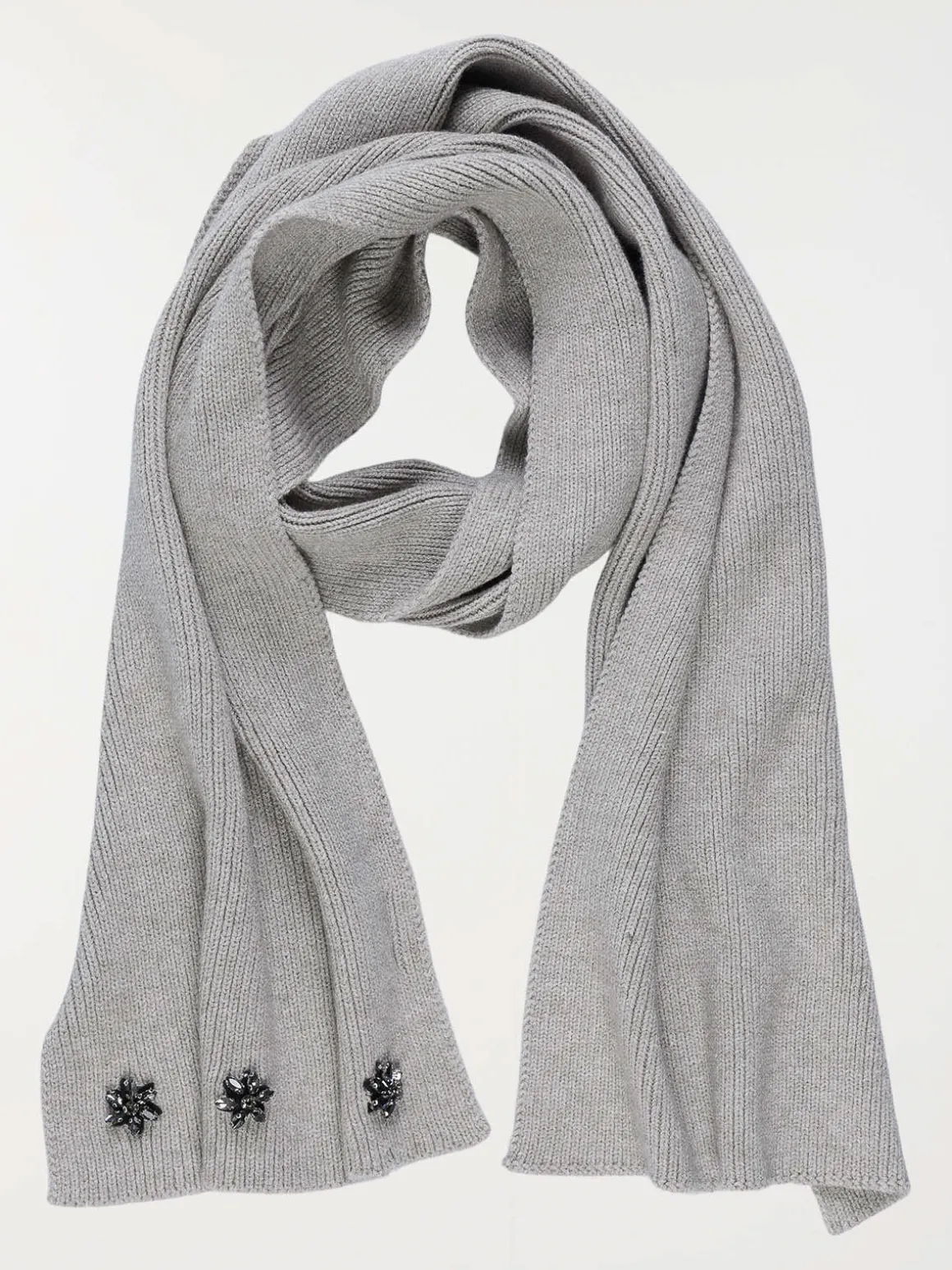 Echarpe gris clair chiné strass femme