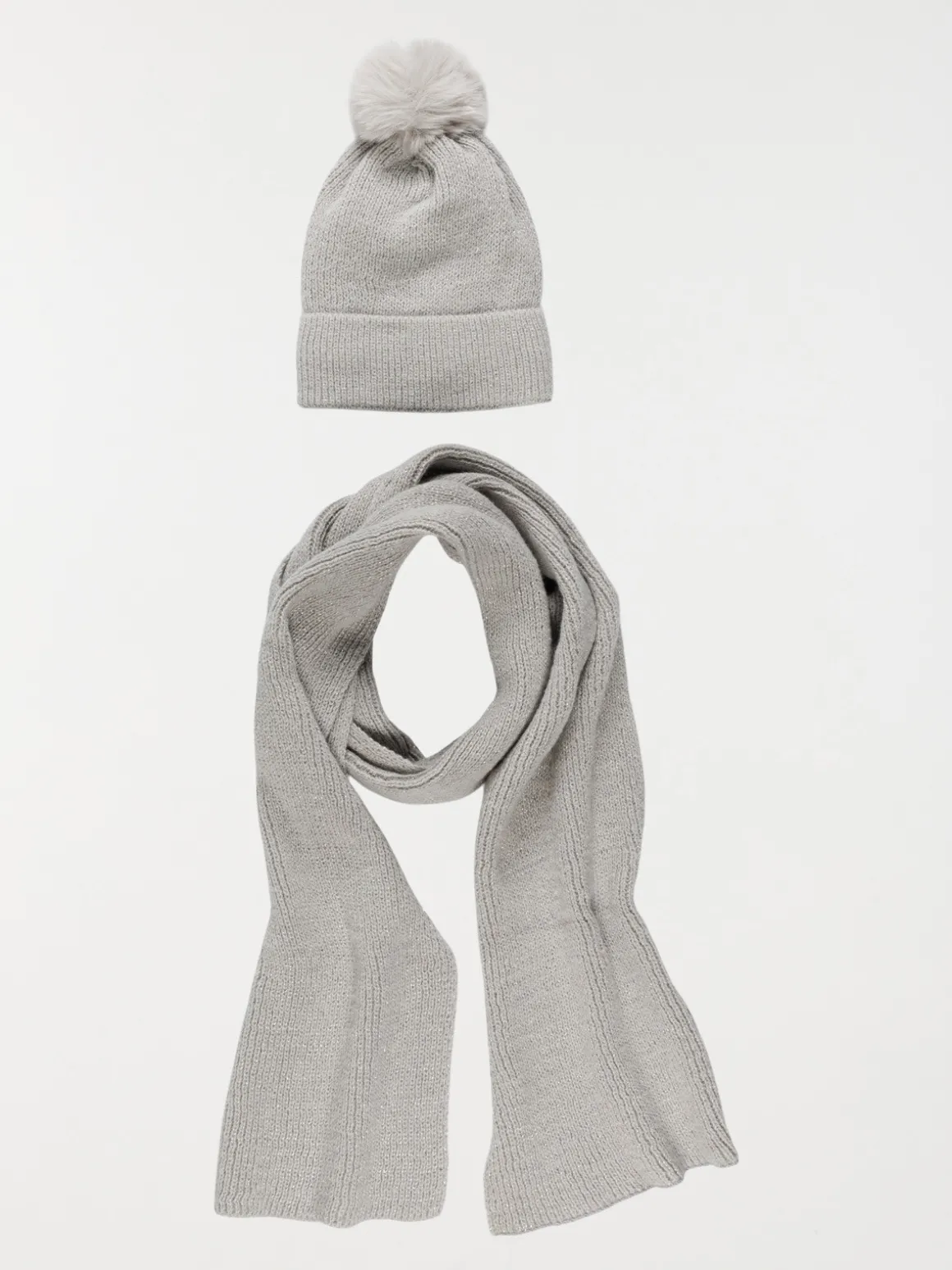 Ensemble bonnet écharpe gris femme