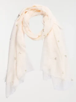 Foulard écru palmier doré femme