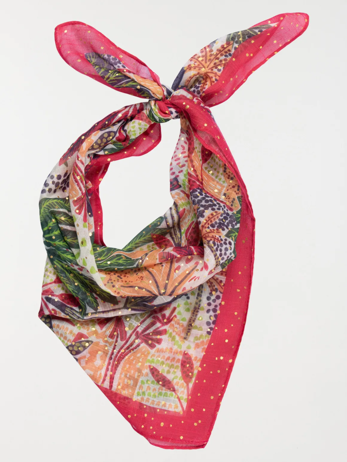 Foulard femme rose fiesta motif tropical