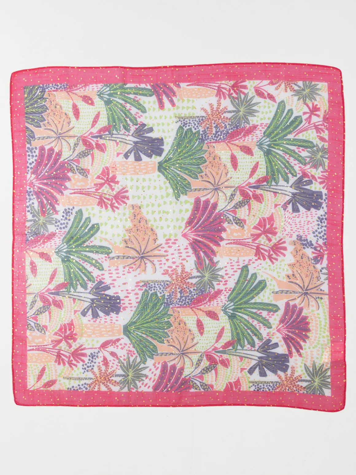 Foulard femme rose fiesta motif tropical