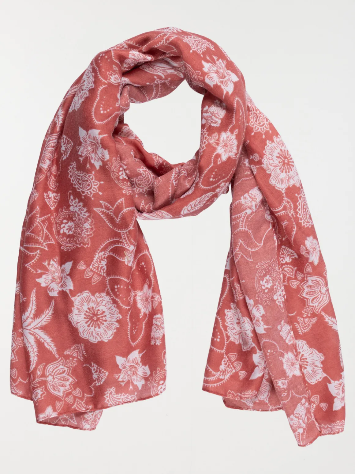 Foulard fleuri femme terre de sienne