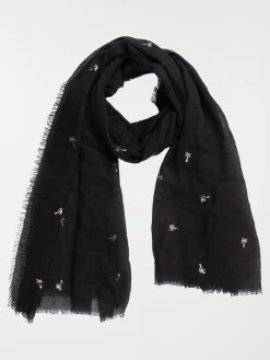 Foulard noir palmier doré femme