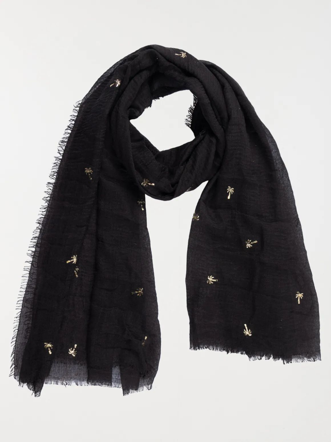 Foulard noir palmier doré femme