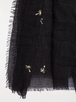 Foulard noir palmier doré femme