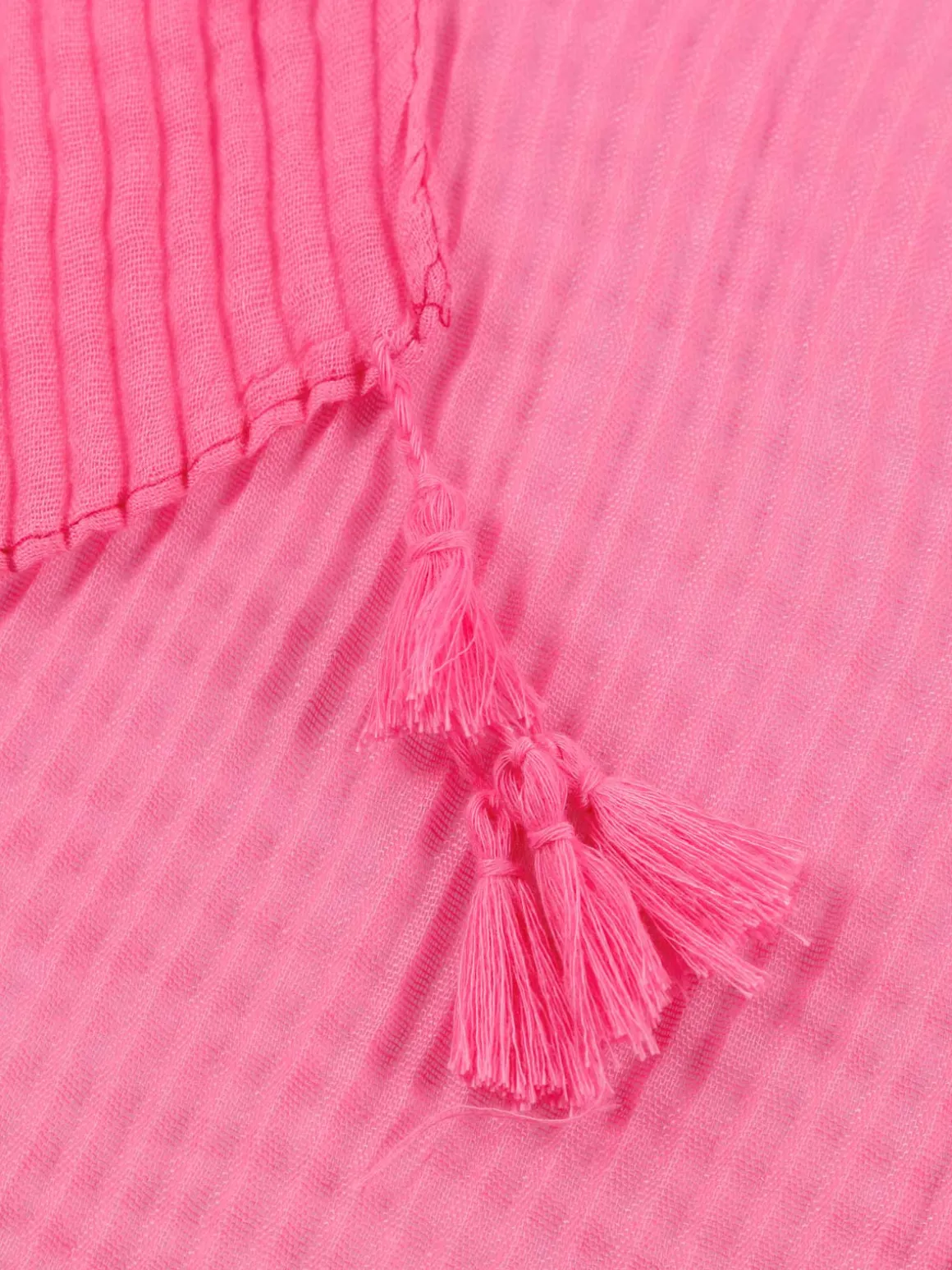 Foulard néon rose pompon femme