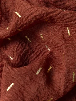 Foulard terre de sienne motif doré femme