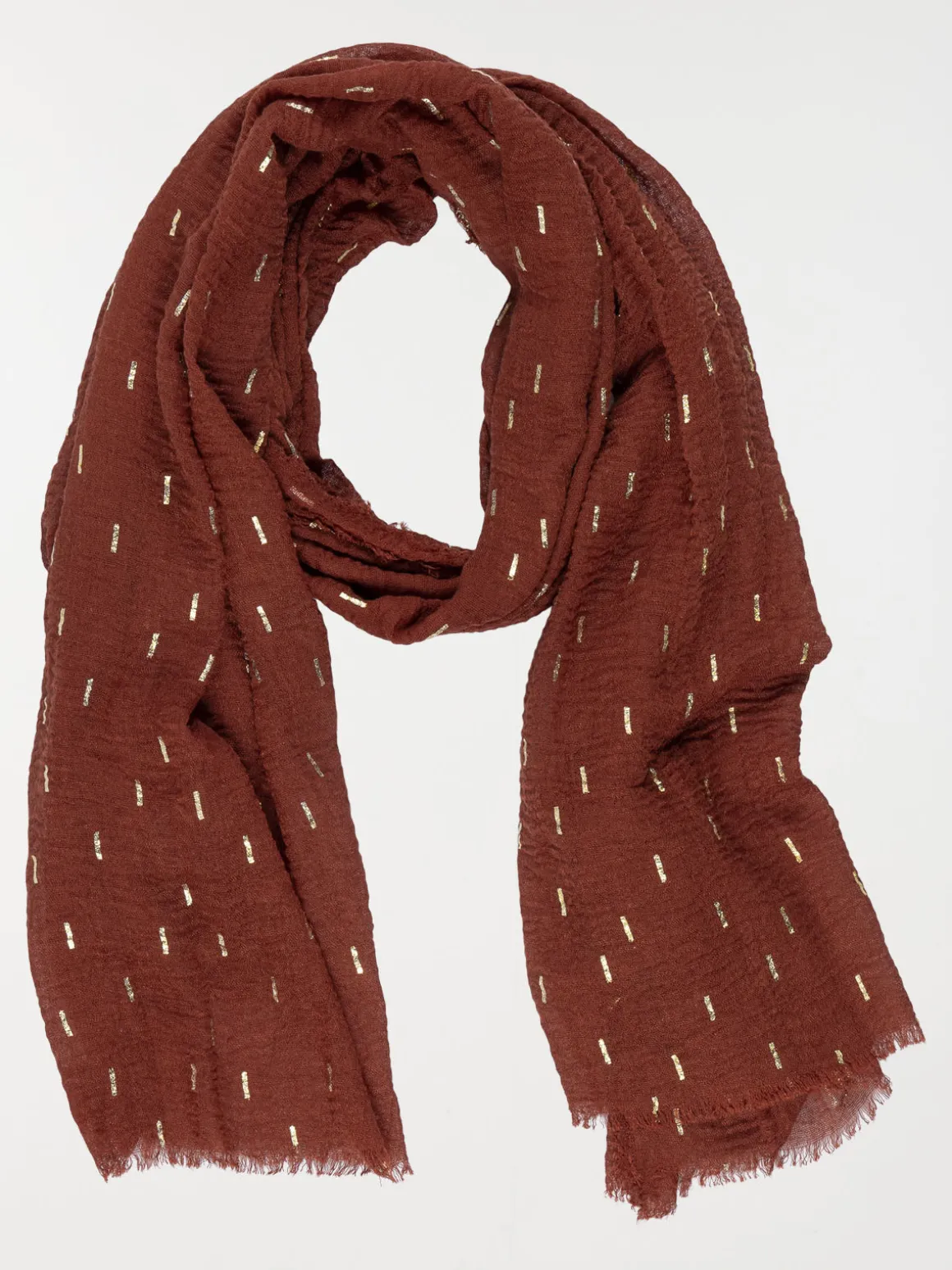 Foulard terre de sienne motif doré femme