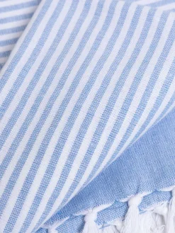 Fouta rayée bleue 80 x 150 cm