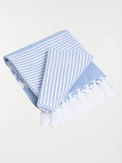 Fouta rayée bleue 80 x 150 cm