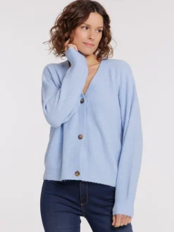 Gilet basique boutonné calm blue femme