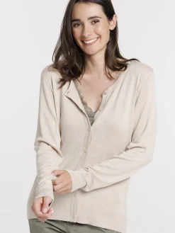 Gilet boutonné beige chiné femme