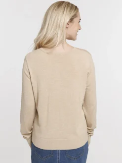 Gilet boutonné camel chiné femme