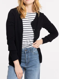 Gilet boutonné coloris noir femme