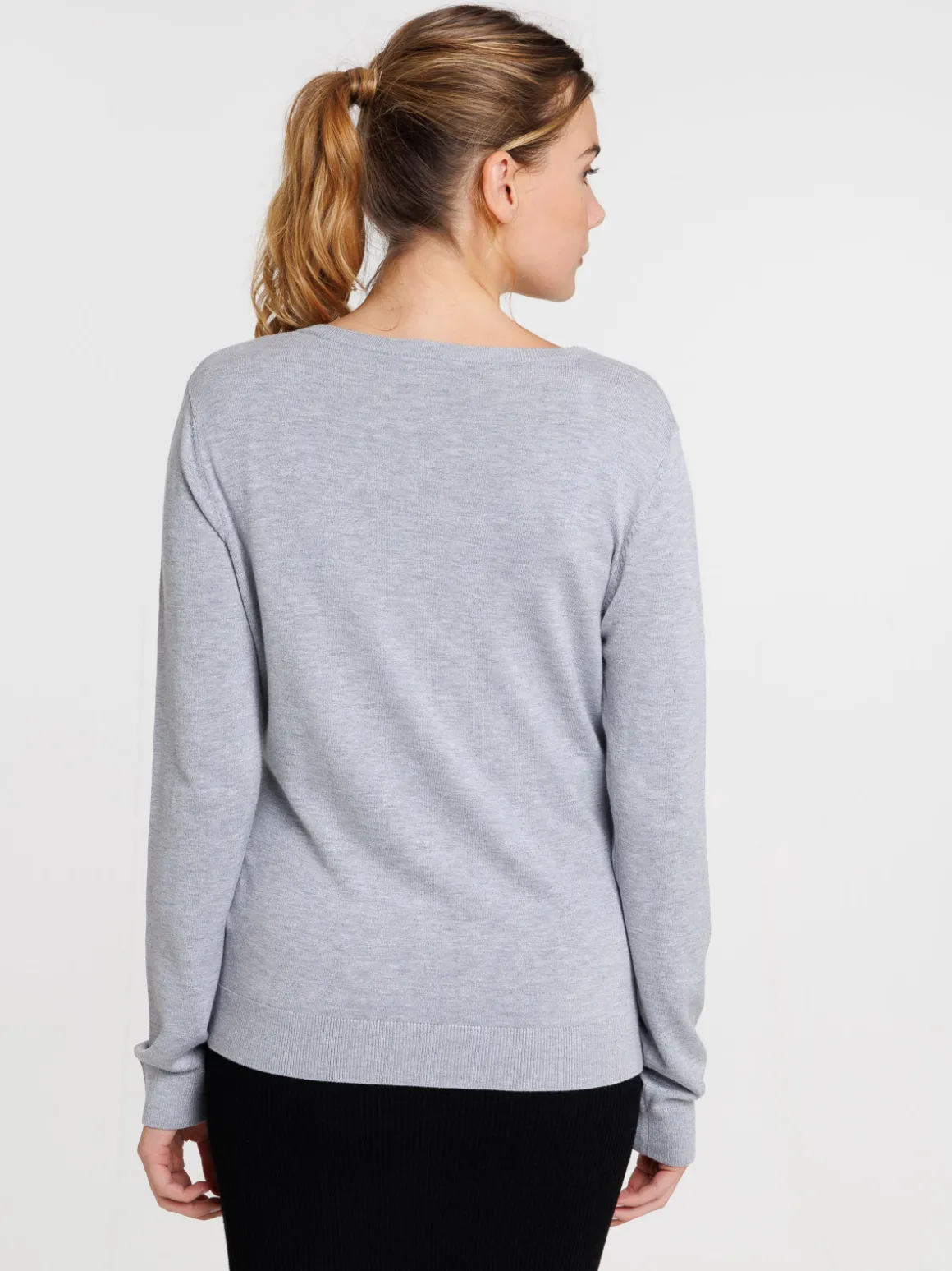 Gilet boutonné gris clair chiné femme
