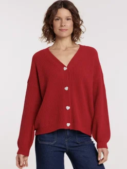 Gilet boutons coeurs femme
