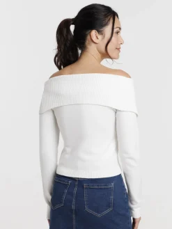 Gilet court zippé écru femme