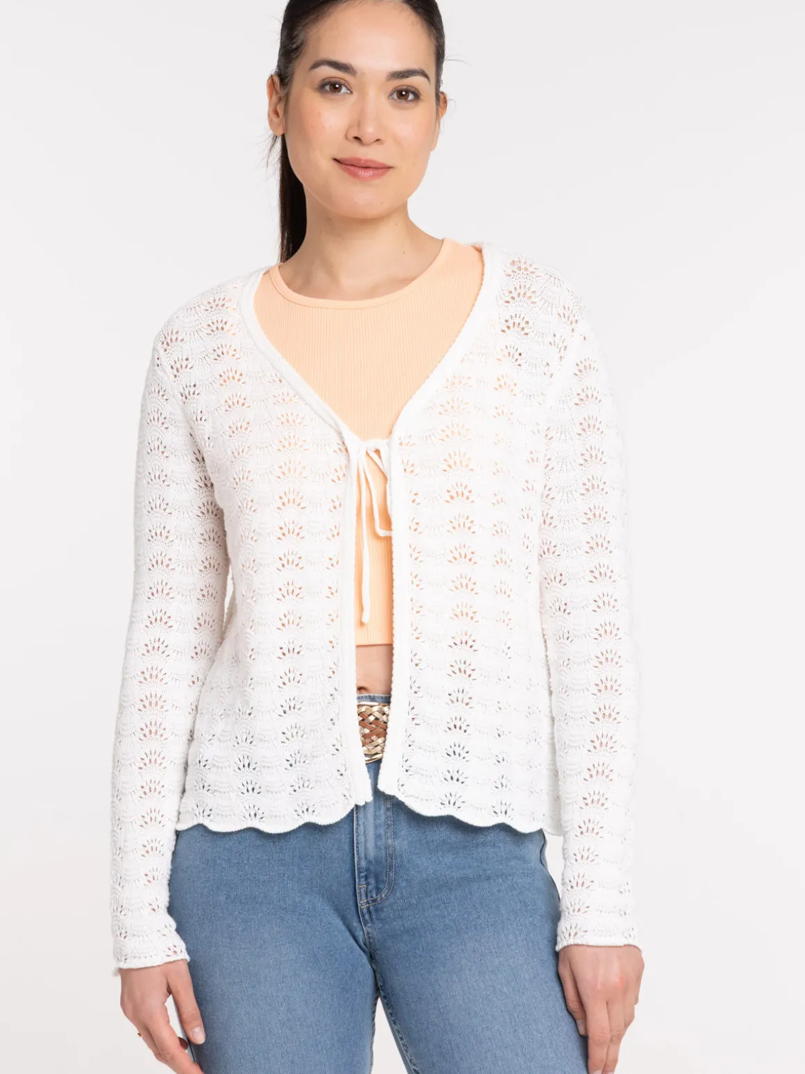 Gilet écru à nouer femme