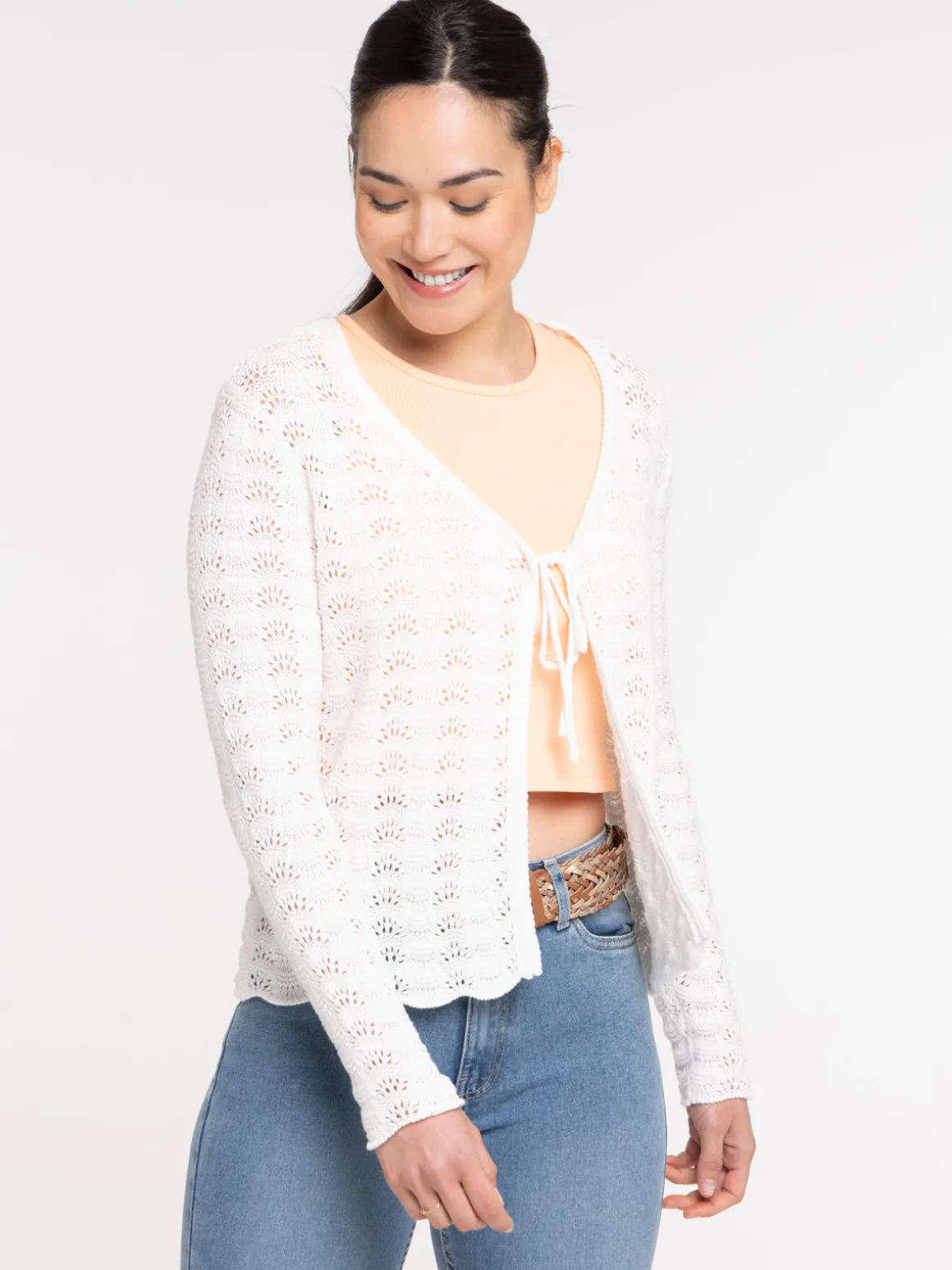 Gilet écru à nouer femme