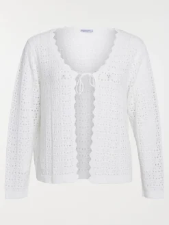 Gilet écru à nouer grande taille femme