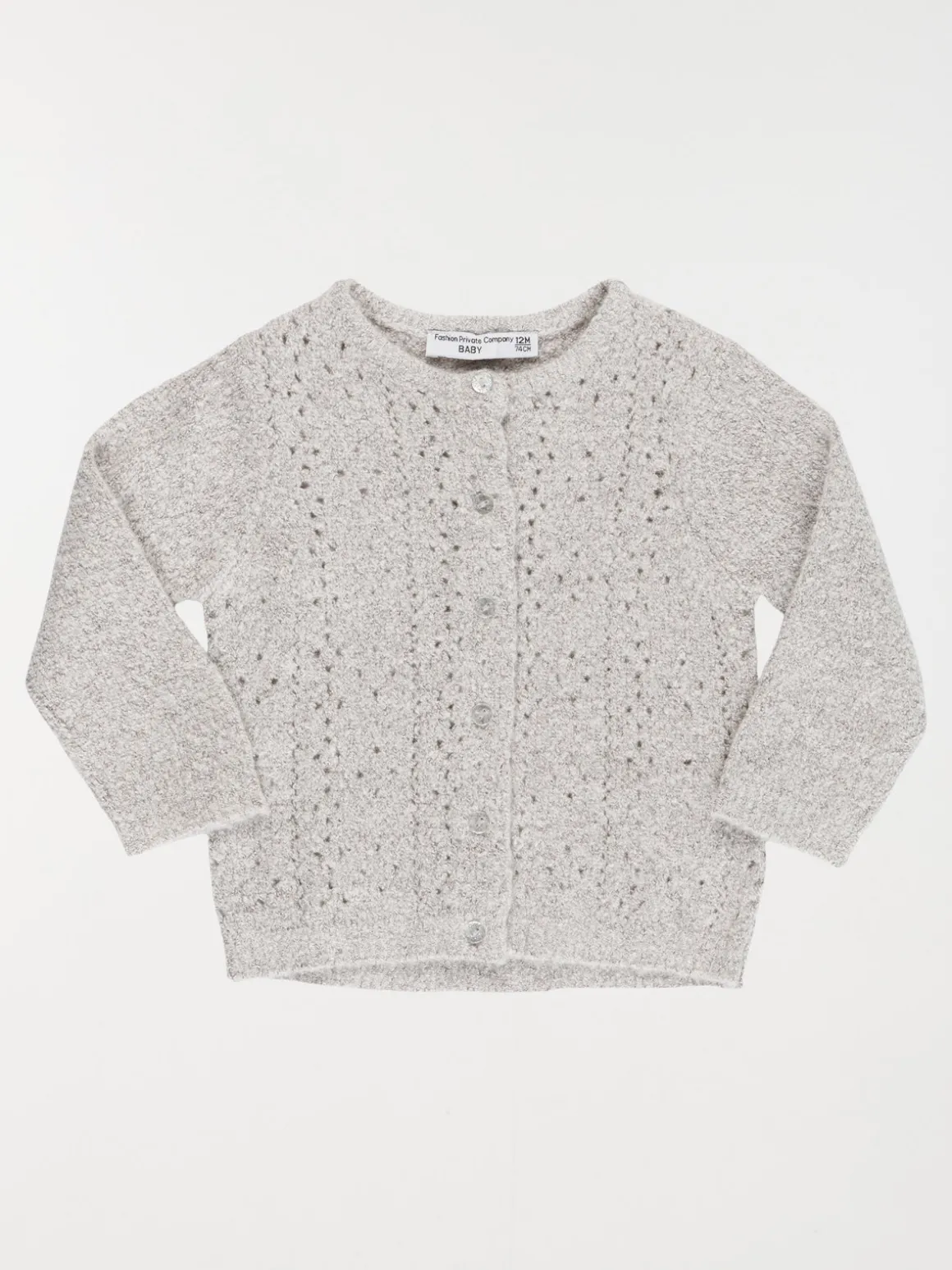 Gilet gris clair chiné fille (3-36M)