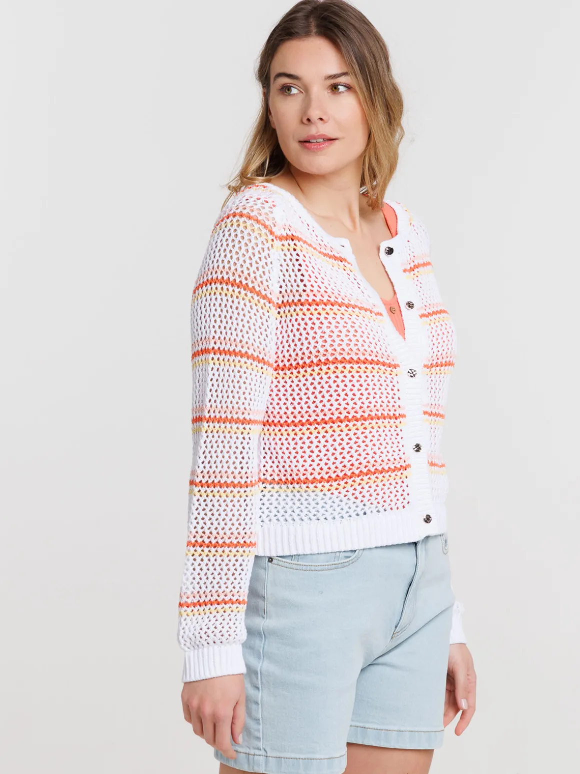 Gilet multicolore boutonné femme