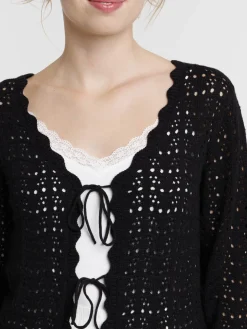 Gilet noir à nouer femme