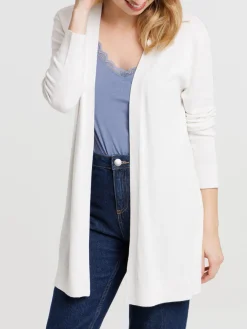Gilet ouvert beige chiné femme