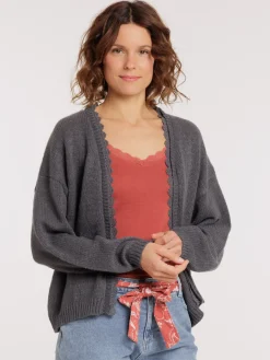 Gilet ouvert dentelle femme