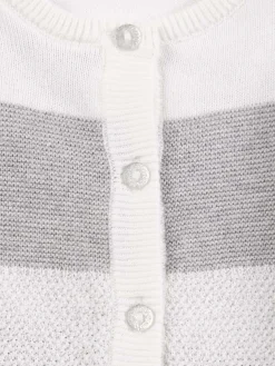 Gilet rayé blanc et gris fille (3-36M)