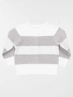 Gilet rayé blanc et gris fille (3-36M)