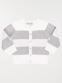 Gilet rayé blanc et gris fille (3-36M)