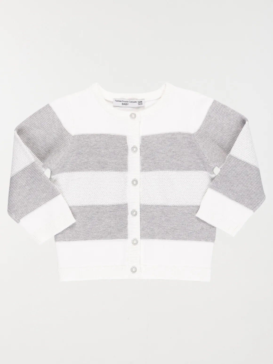 Gilet rayé blanc et gris fille (3-36M)