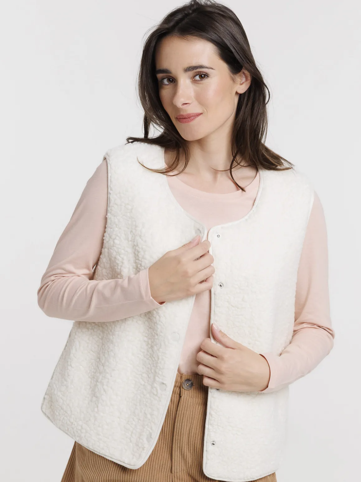 Gilet sans manches écru femme