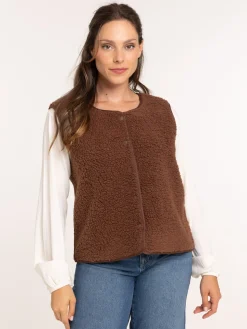 Gilet sans manches marron femme