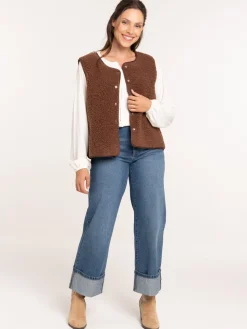 Gilet sans manches marron femme