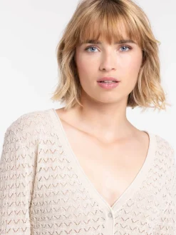 Gillet brillant maille ajourée femme