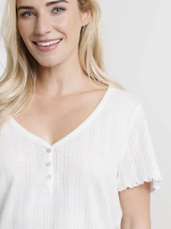 Haut de pyjama blanc cassé femme