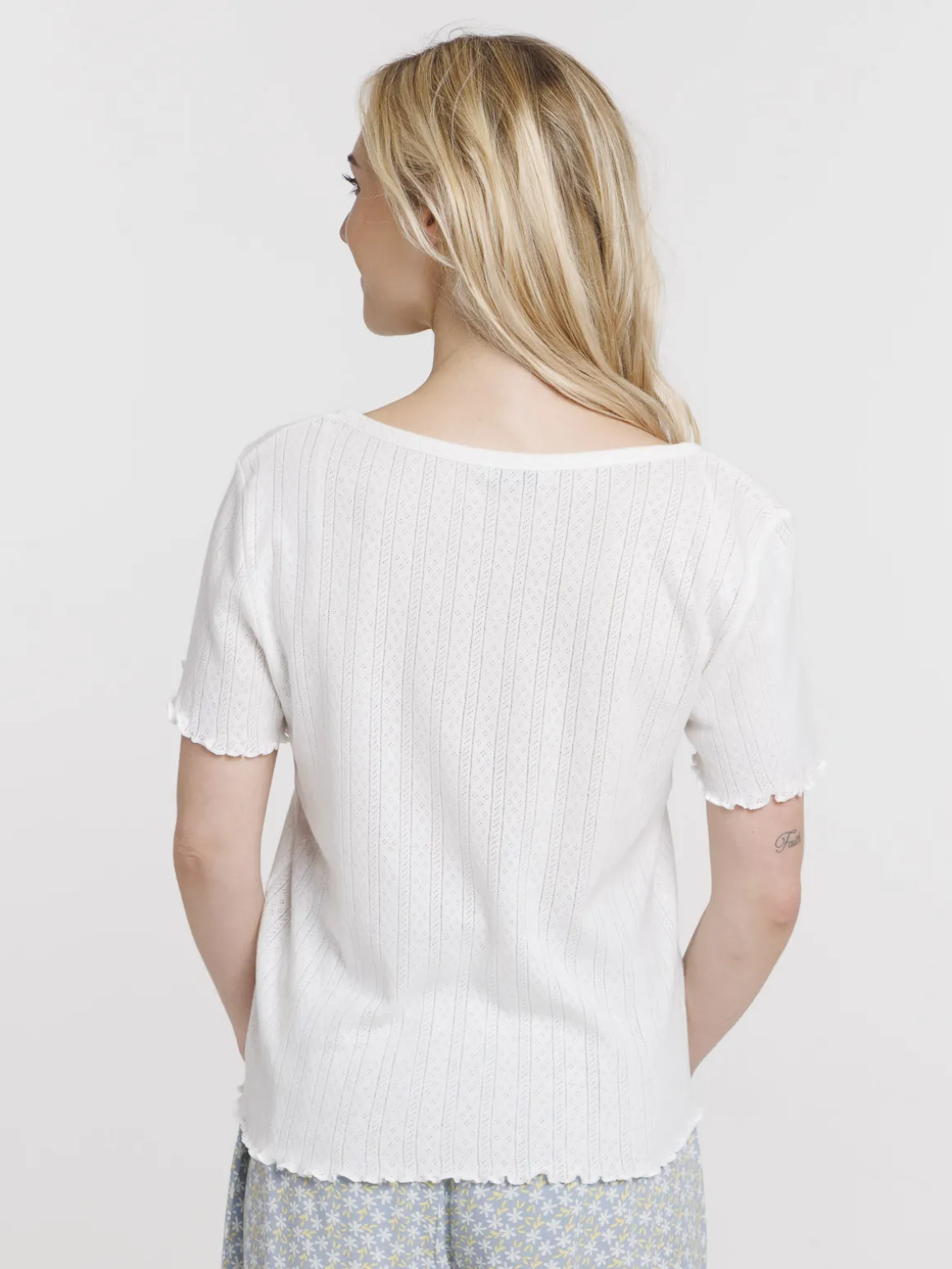 Haut de pyjama blanc cassé femme
