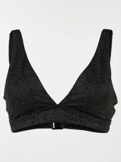 Haut maillot de bain noir brillant femme