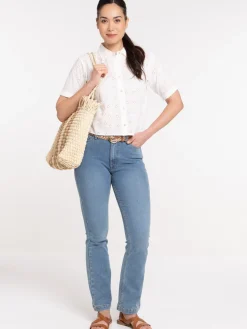 Jean flare ceinture tressée femme
