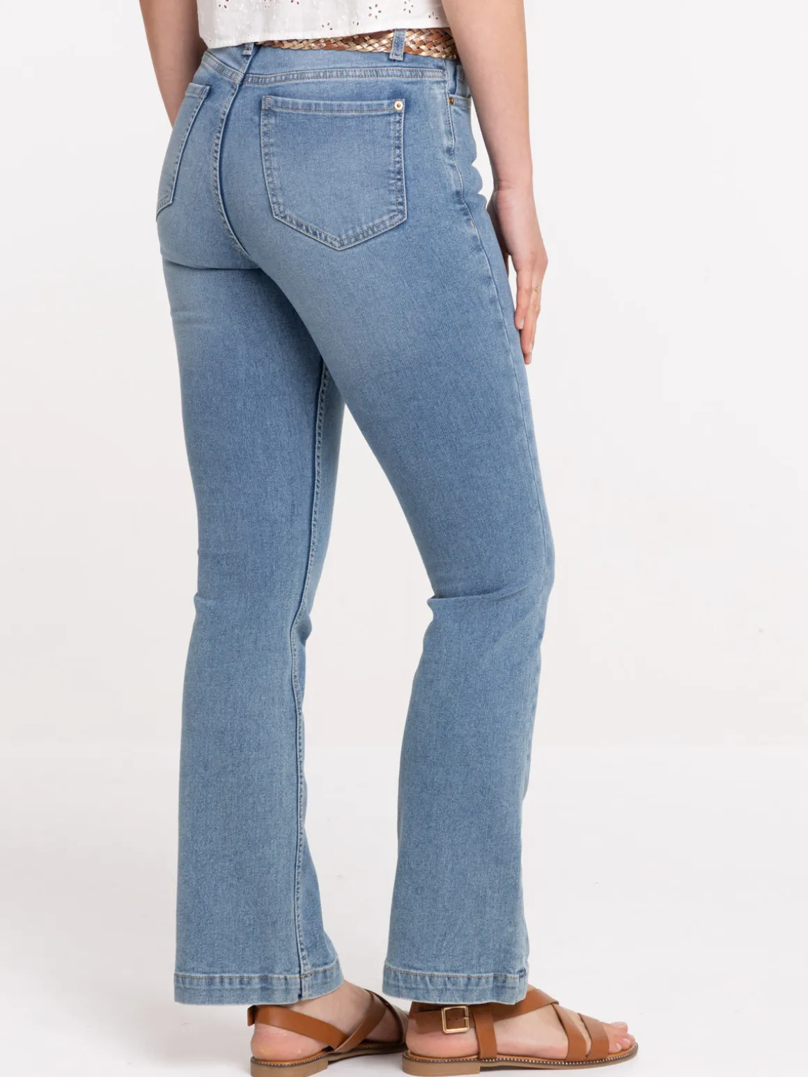 Jean flare ceinture tressée femme