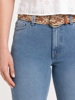 Jean flare ceinture tressée femme