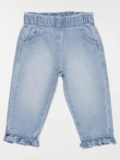 Jean élastiqué volants fille (6-36M)