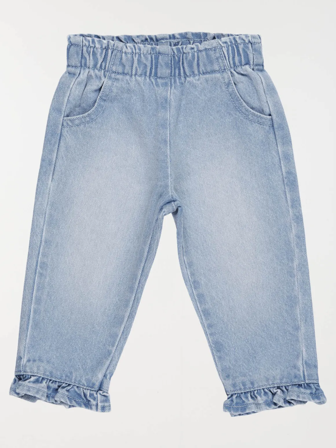 Jean élastiqué volants fille (6-36M)