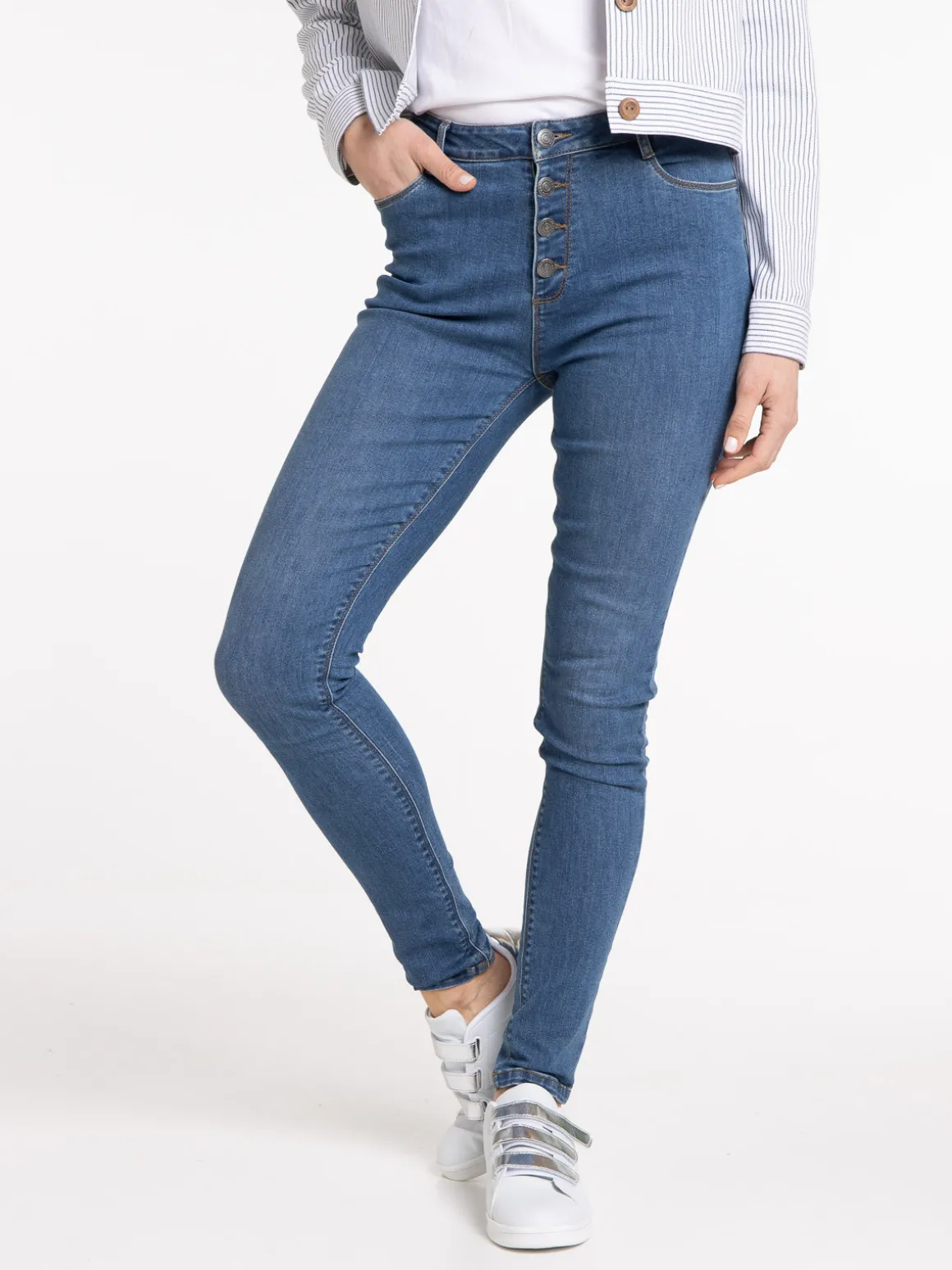 Jean stone taille haute skinny femme