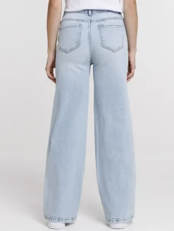 Jean wide leg bleached femme